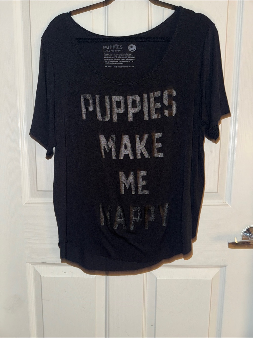 Puppies Make Me Happy Black tonal graphic tee